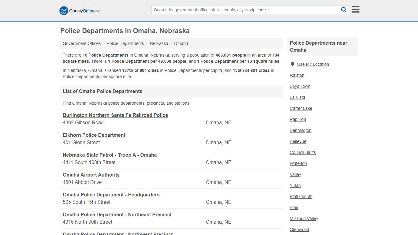 Police Departments - Omaha, NE (Arrest Records & Police Logs)
